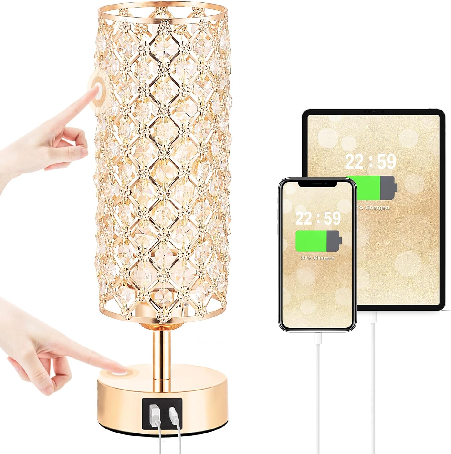 Dimmable Luxe Black Bedside Lamp — Gold