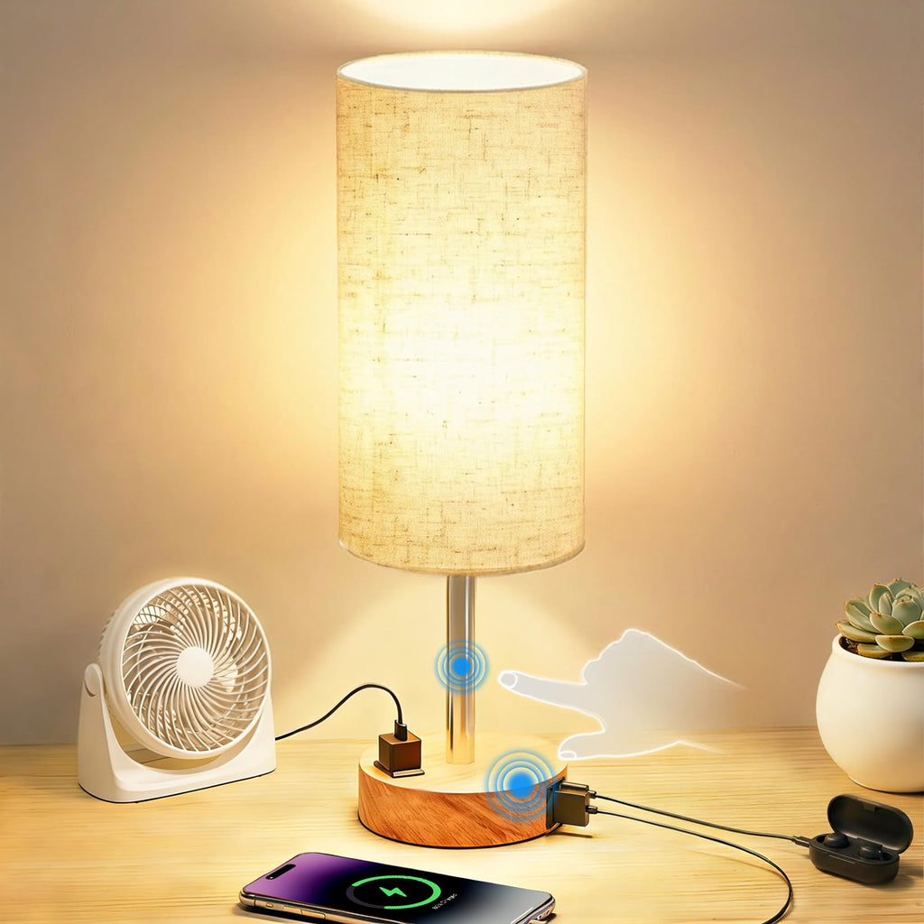 Dimmable Beige Bedside Lamp