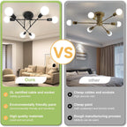 Mid-Century Black Chandelier — 6-Light - View 5