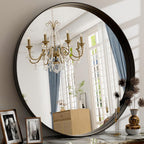 Round Modern Black Mirror — 24"