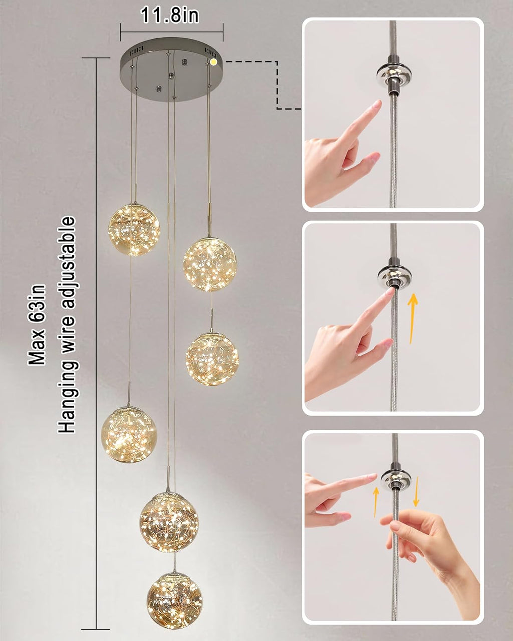 Luxe Grey Chandelier - View 3