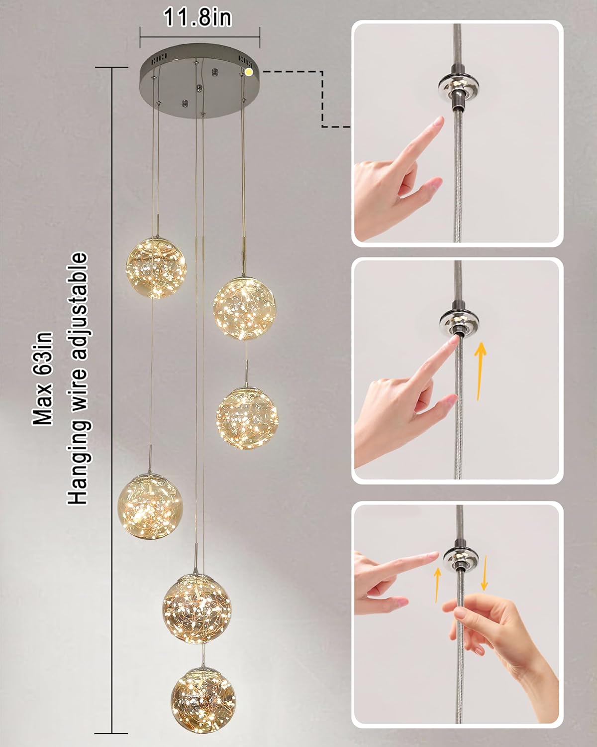 Luxe Grey Chandelier - View 3