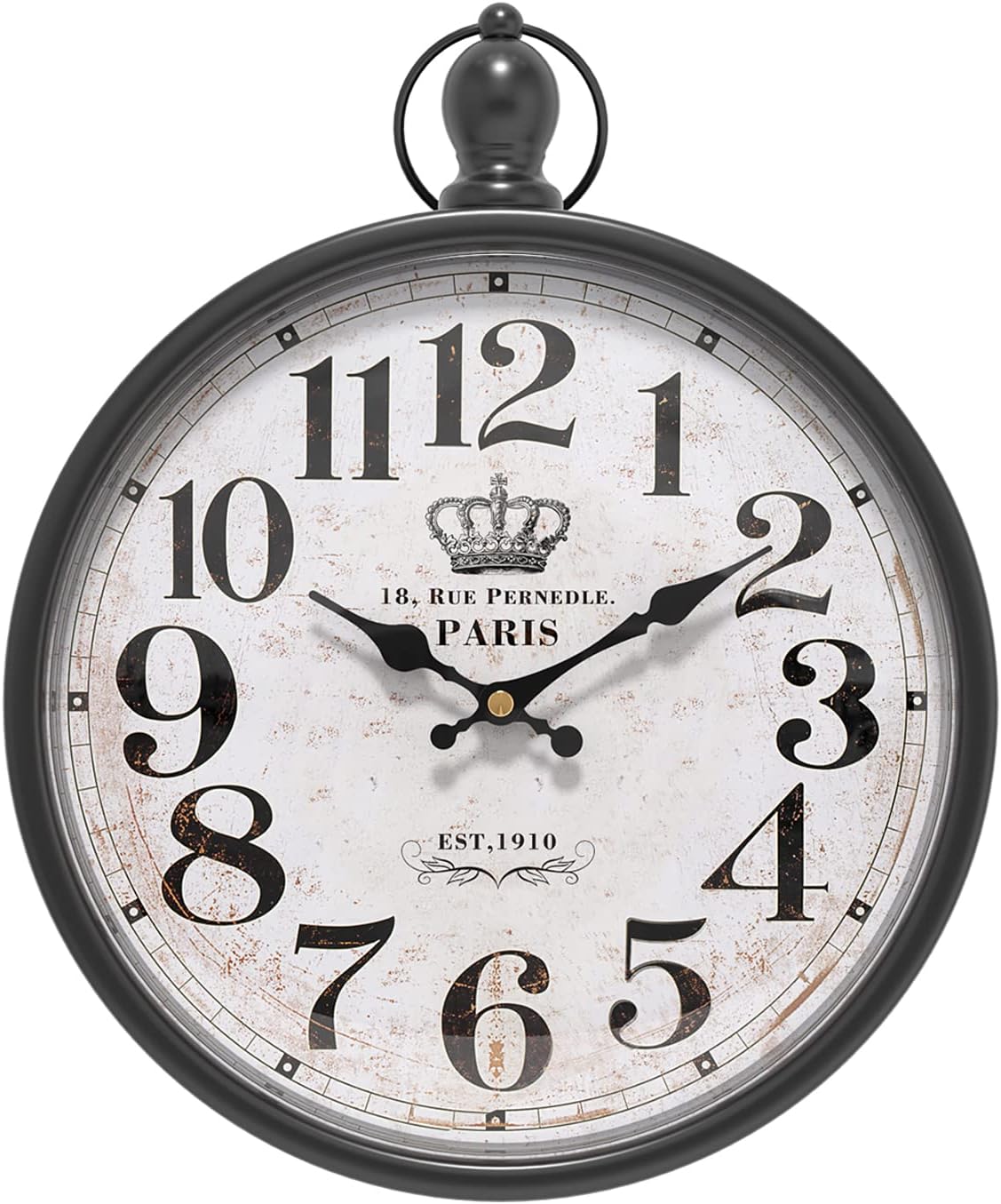 Battery Operated Farmhouse Black Wall Clock — 11.8" — Black