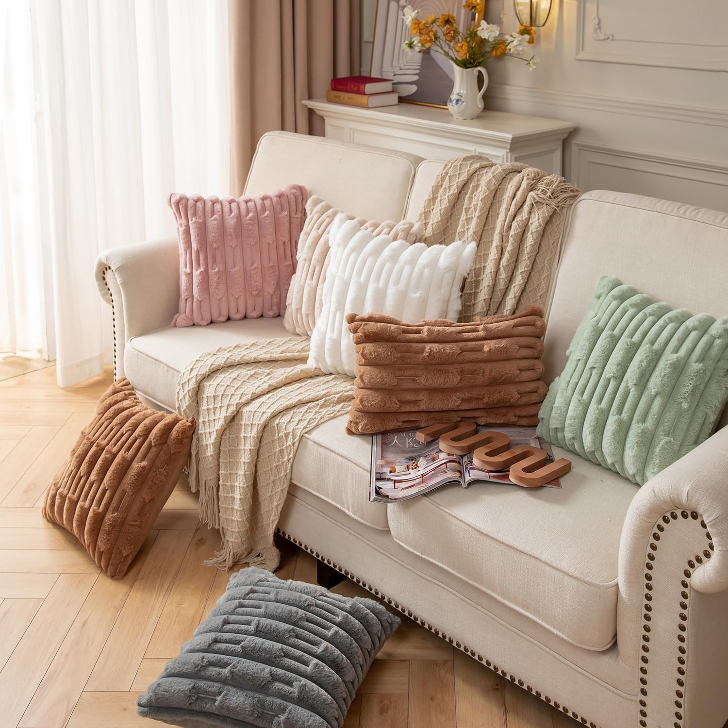 Velvet Boho Fabric Throw Pillow Cover — 24" - View 6