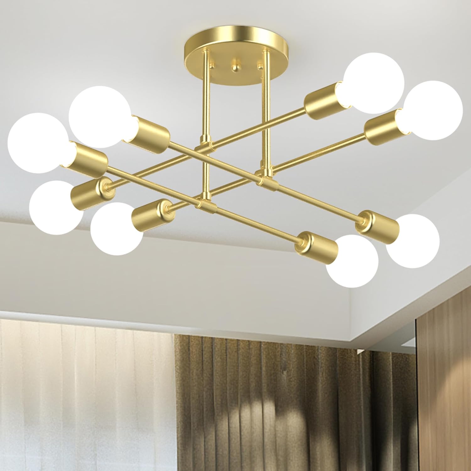 Farmhouse Black Chandelier — 6-Light — Gold 8-Light (5.9" Canopy)