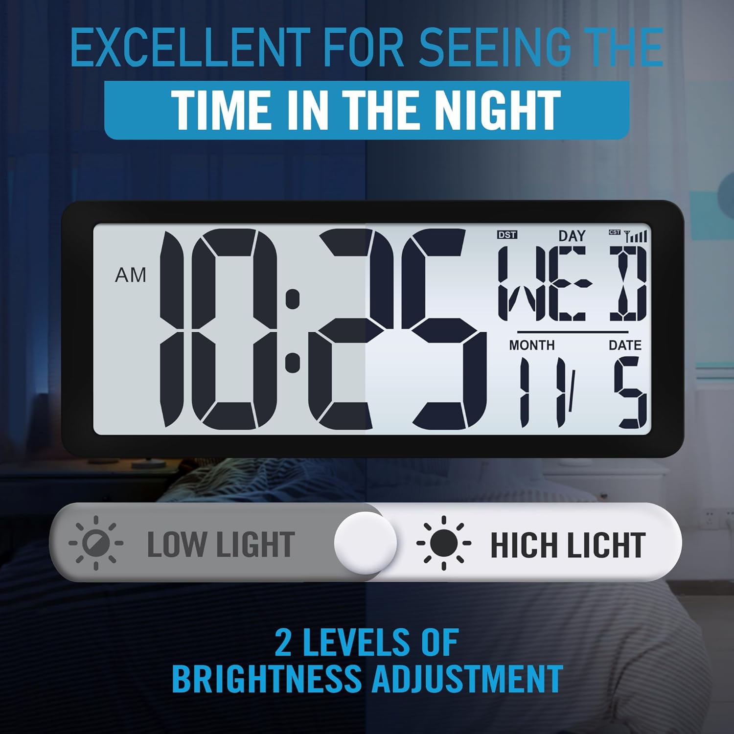 Rechargeable Mid-Century Black Wall Clock — 4.6" - View 7