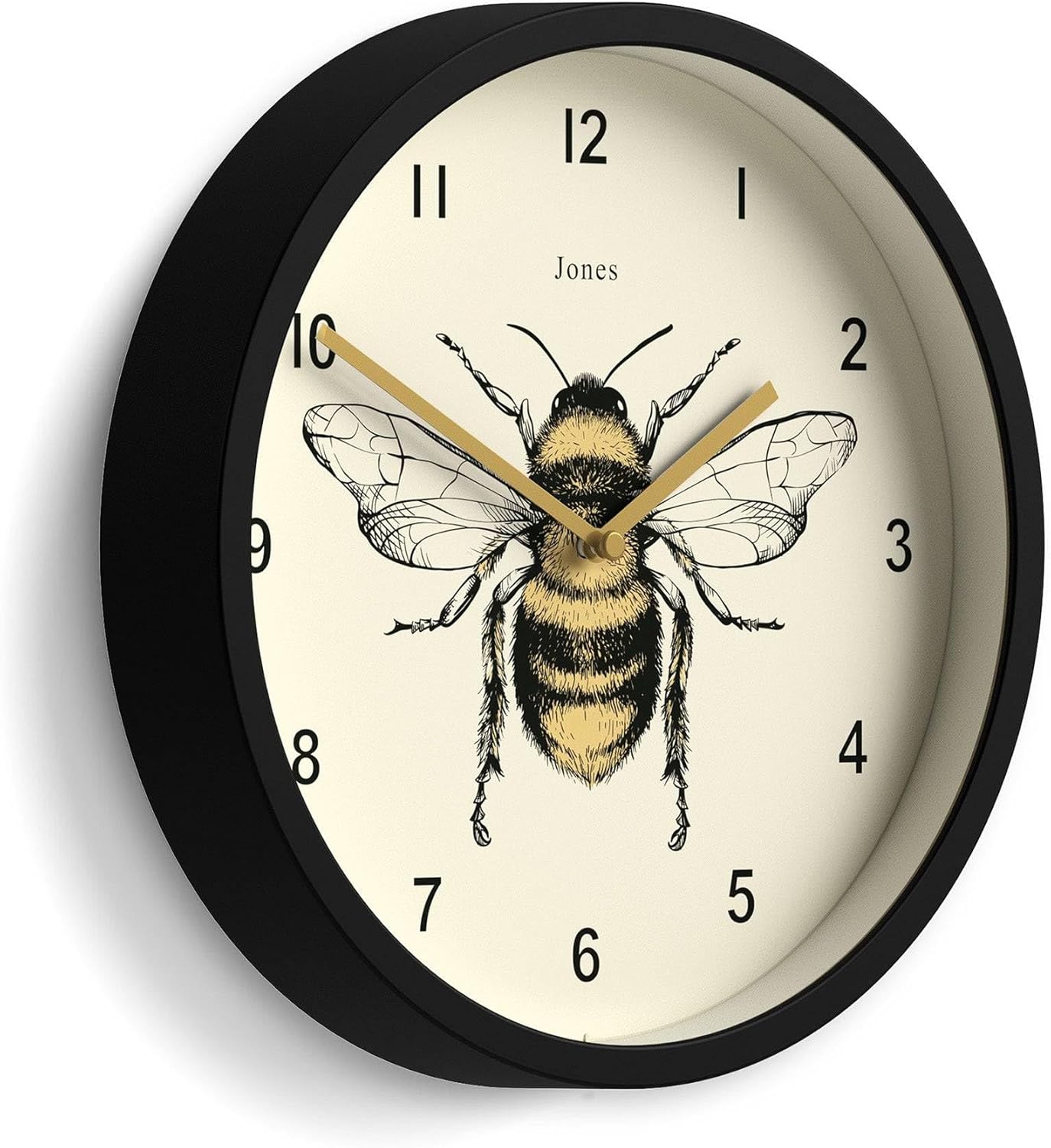 Modern Beige Wall Clock — 10" — Black