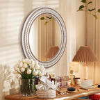 Round Farmhouse Wood Wall Mirror — 24" - View 3