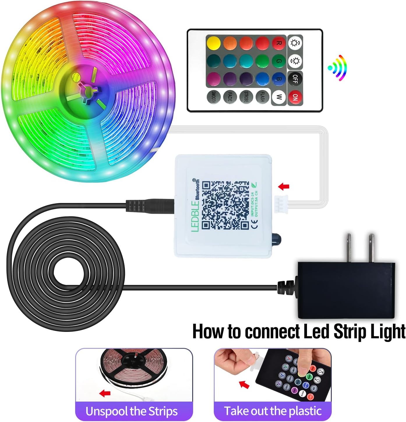 Color Changing Rattan LED Strip Lights - View 5