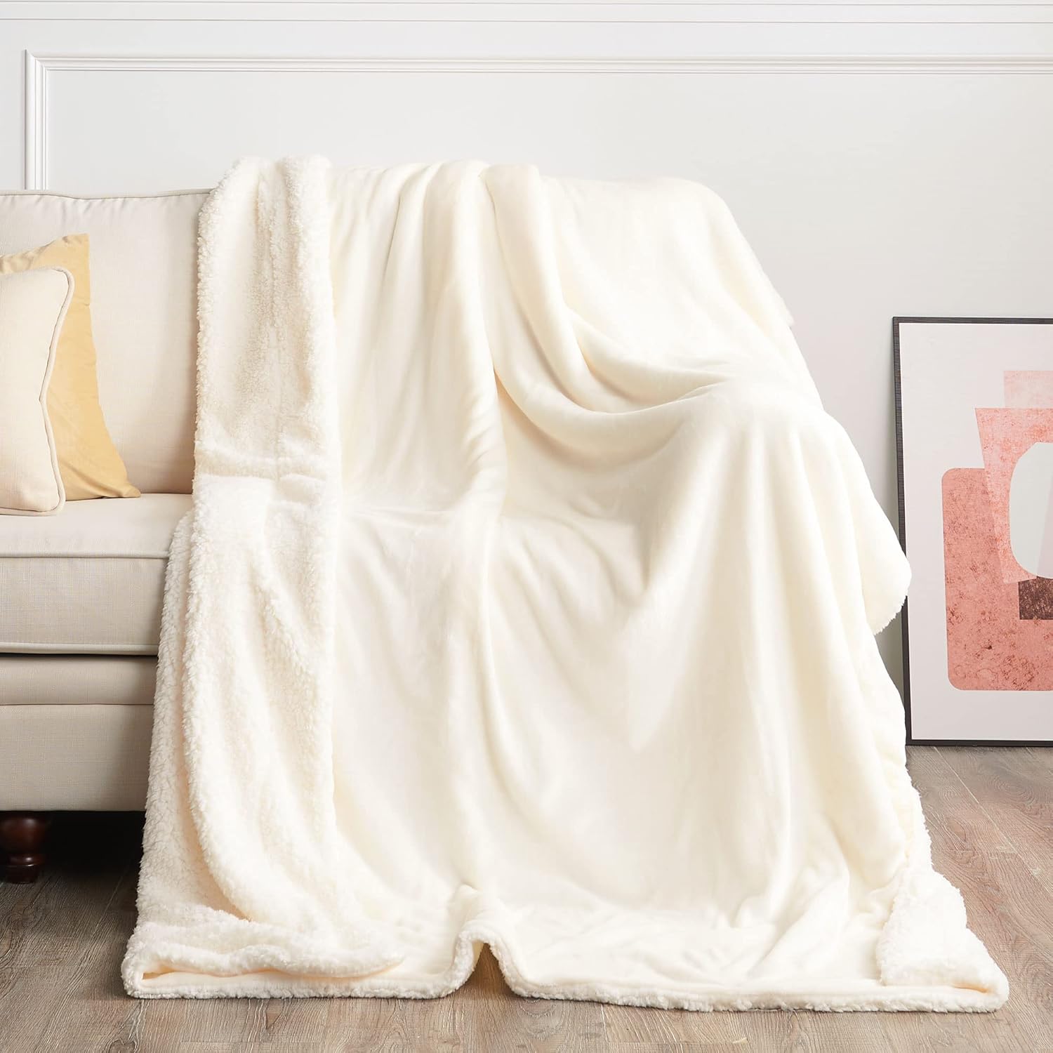 Beige Throw Pillow — 60" — 60"W x 80"L (Pack of 1)