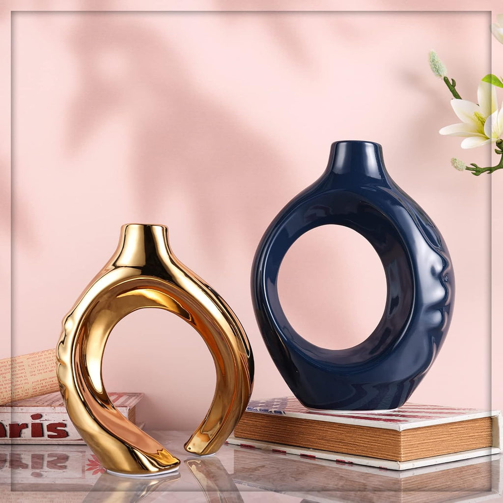 Round Luxe Blue Vase — Set of 2 - View 3