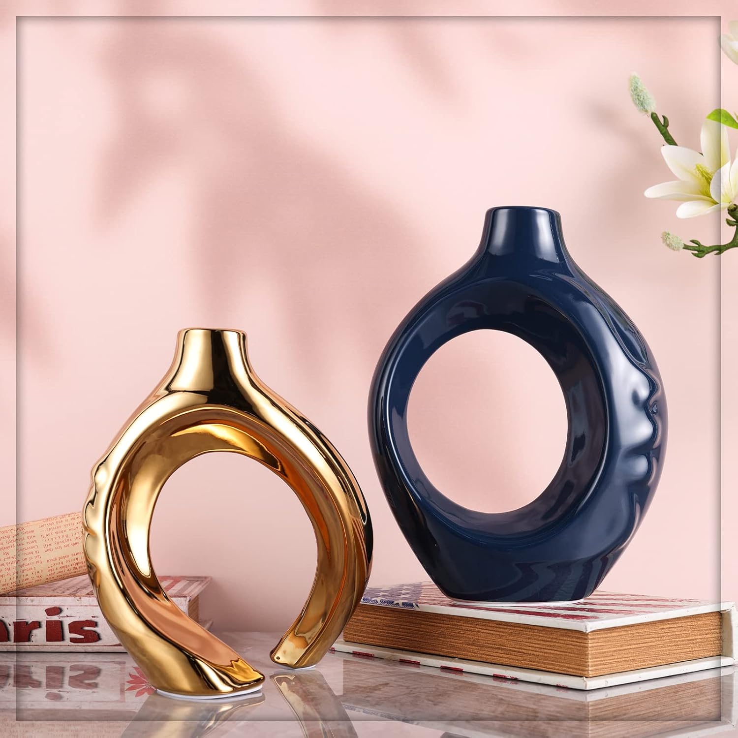 Round Luxe Blue Vase — Set of 2 - View 3