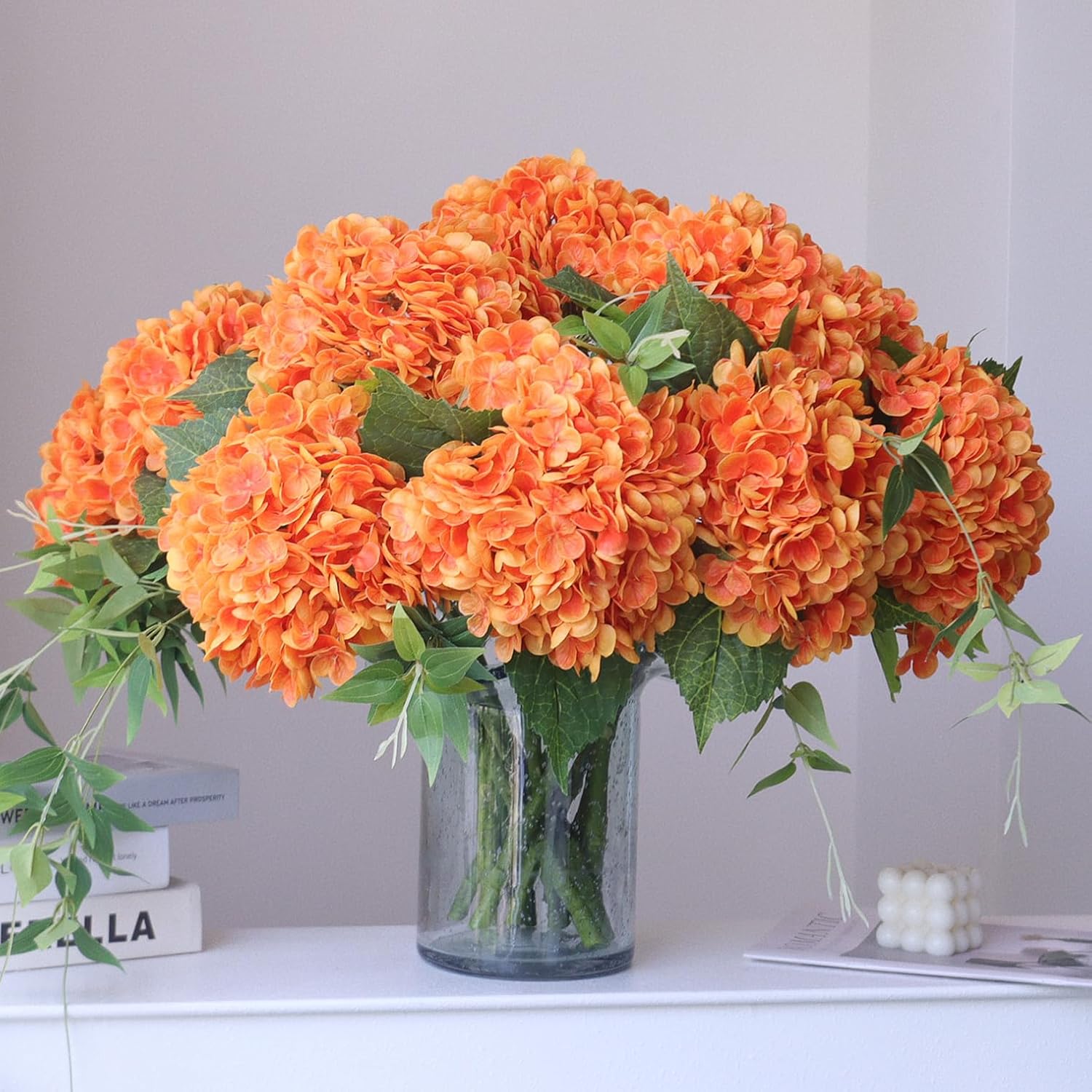 Blue Artificial Flowers — 21" — Orange