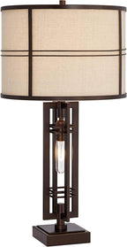 Mid-Century Brown Table Lamp — 28" — Brown