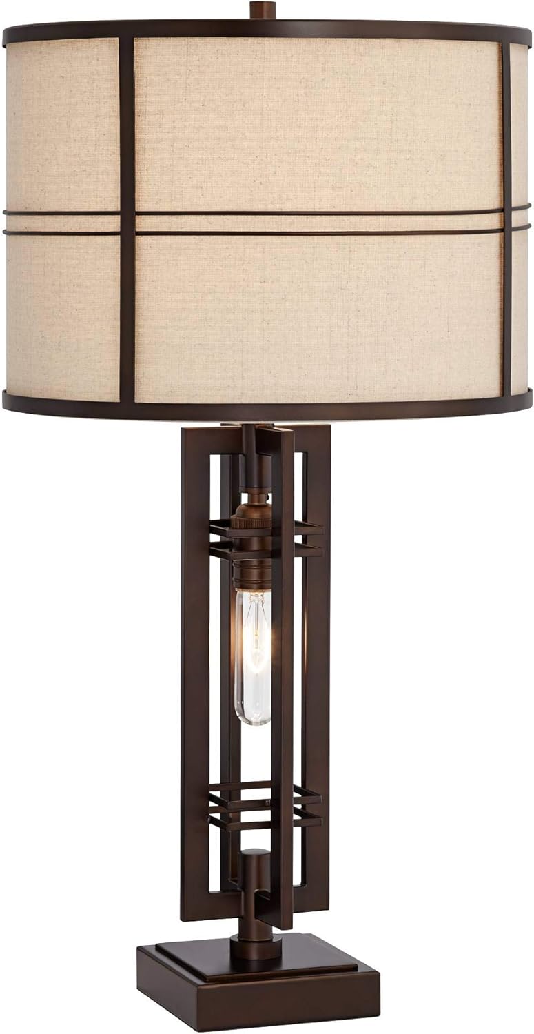 Mid-Century Brown Table Lamp — 28" — Brown