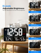 Adjustable Black Wall Clock — 13" - View 3