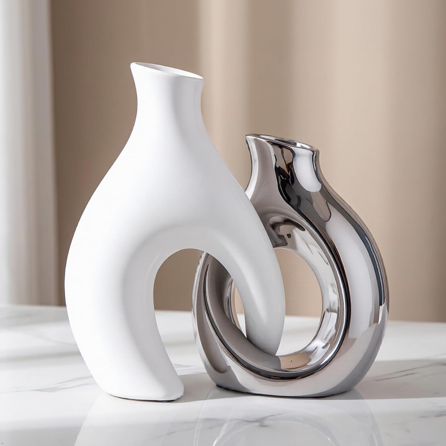 Boho Blue Vase — Set of 2 — Silver Donut