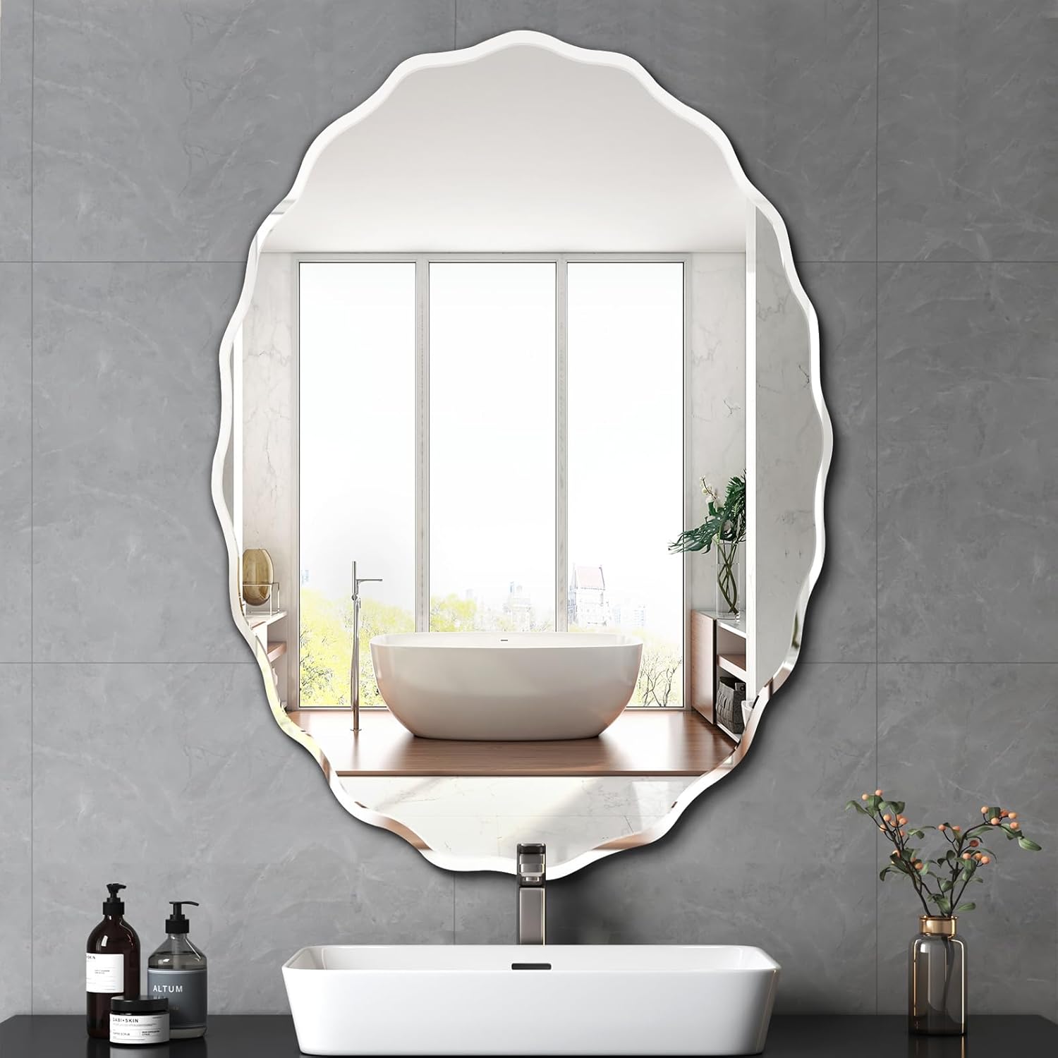 Beveled Luxe Silver Wall Mirror — 31.5" — Silver