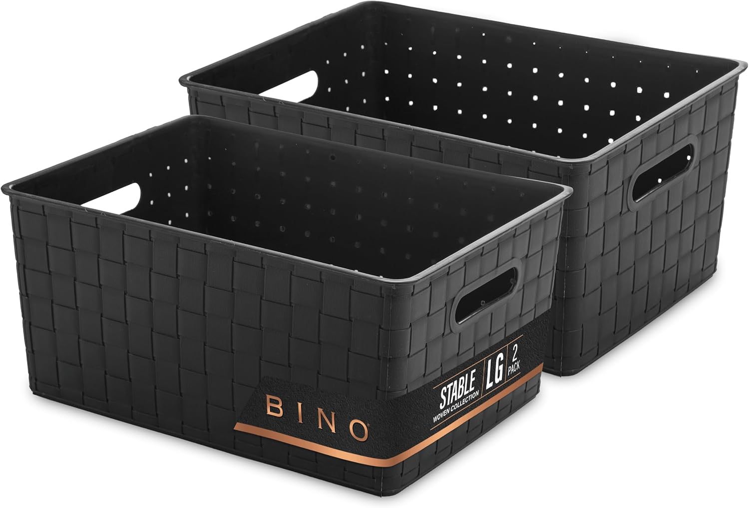 Rectangular Black Storage Basket — 2PK Large
