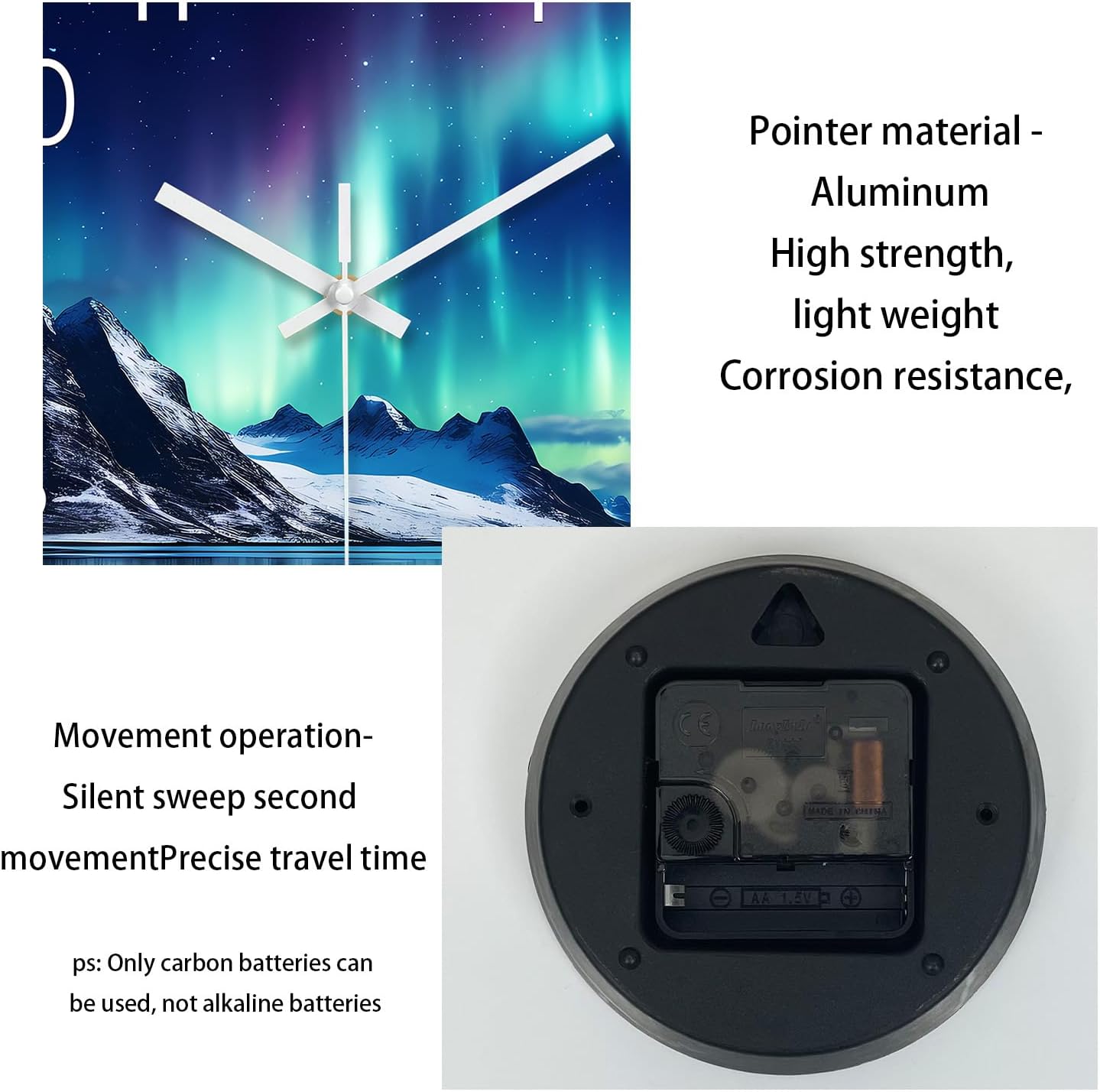 Battery Operated Modern Black Wall Clock — 16" - View 7