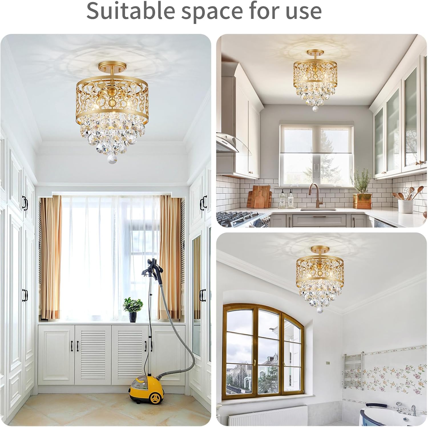 Luxe Black Chandelier — 3-Light - View 6