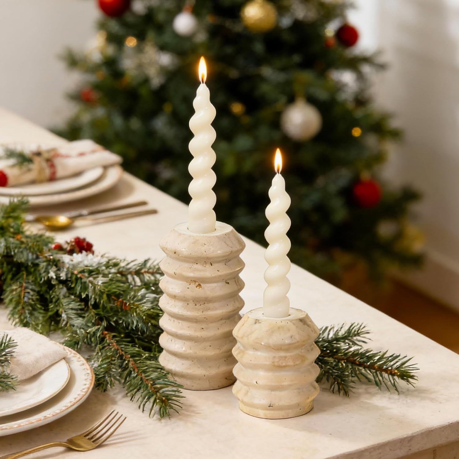 Luxe Beige Candle — 4" — White