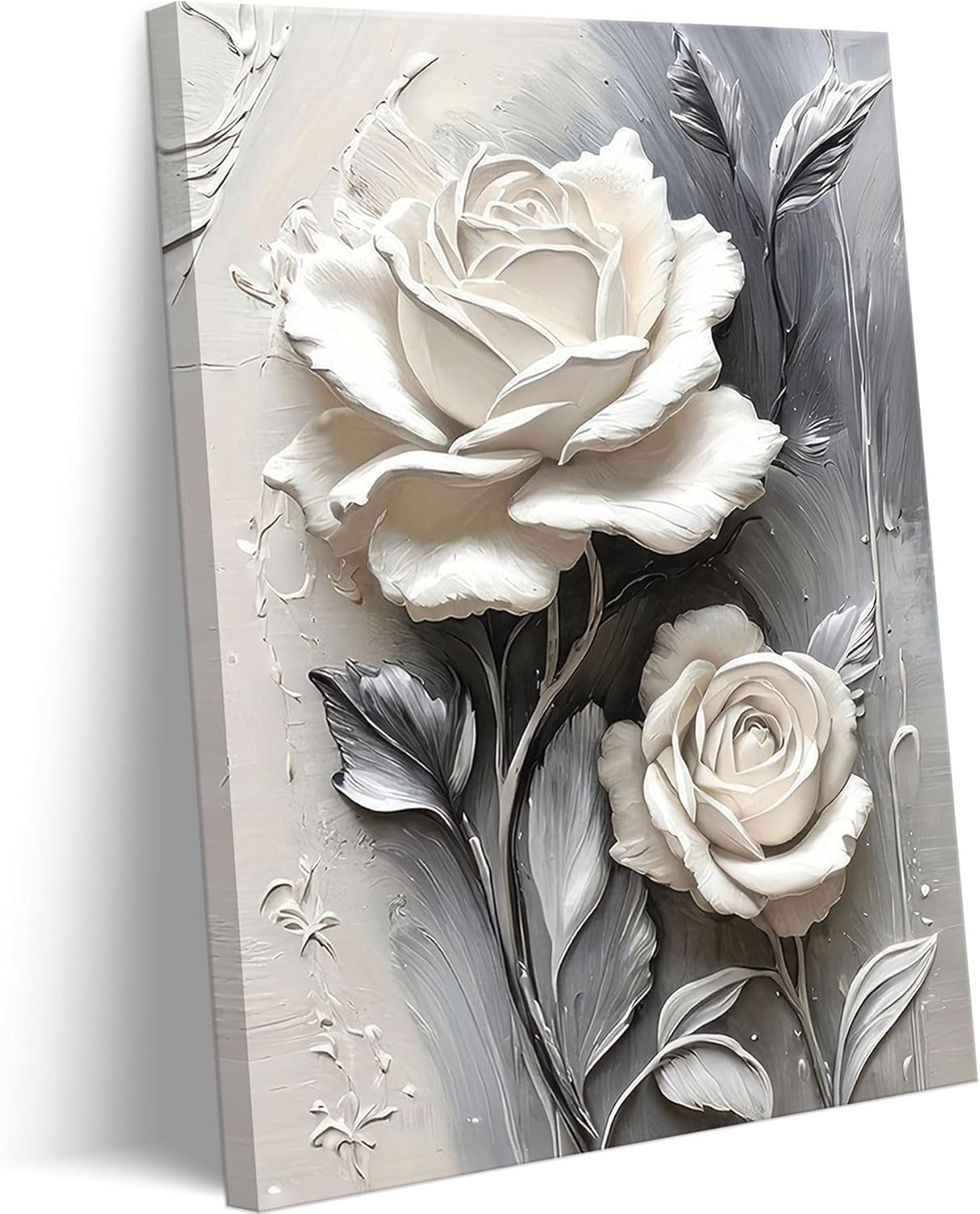Modern Pink Canvas Wall Art — 16" — White Rose