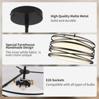 Farmhouse Black Chandelier — 3-Light - View 6