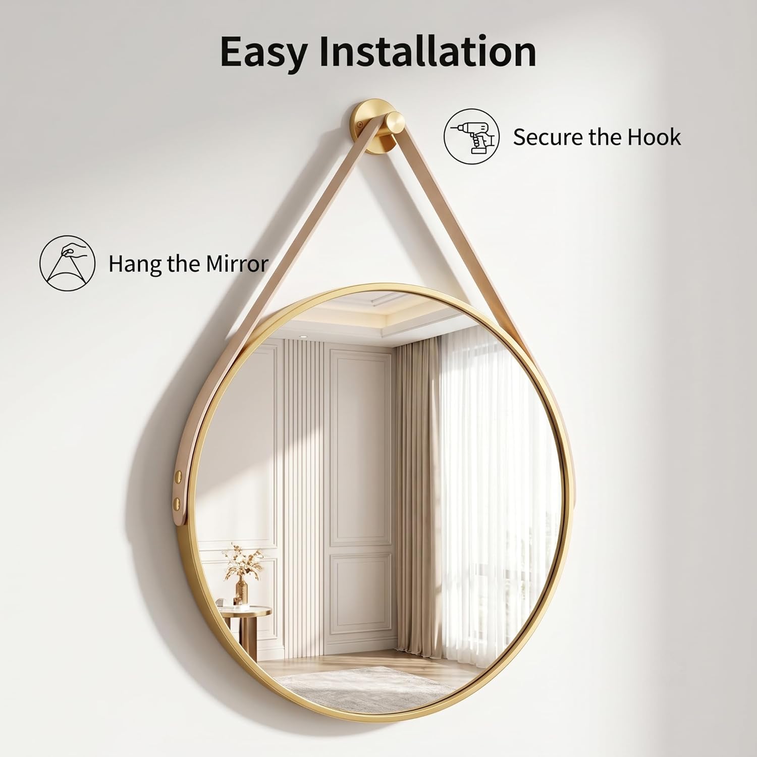 Luxe Black Round Mirror — 20" - View 4