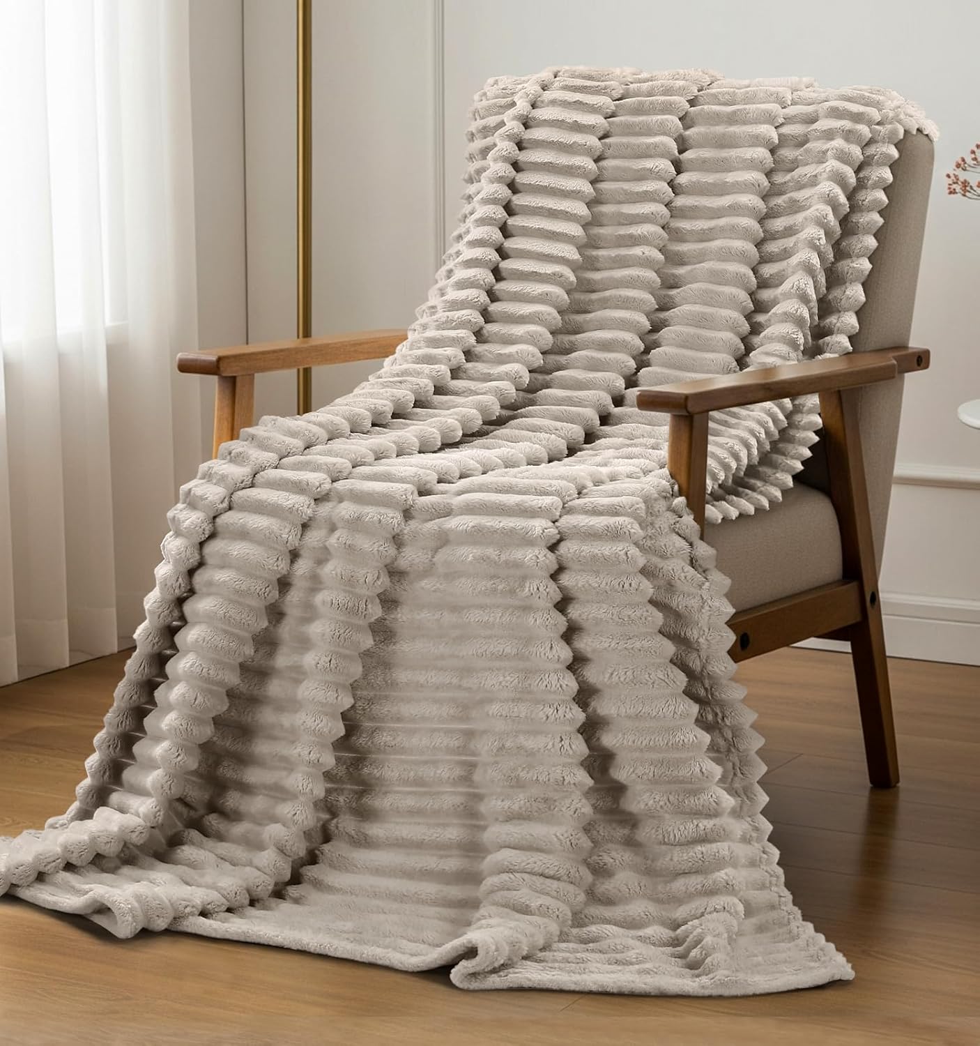 Linen Beige Throw Pillow — 60" - View 5