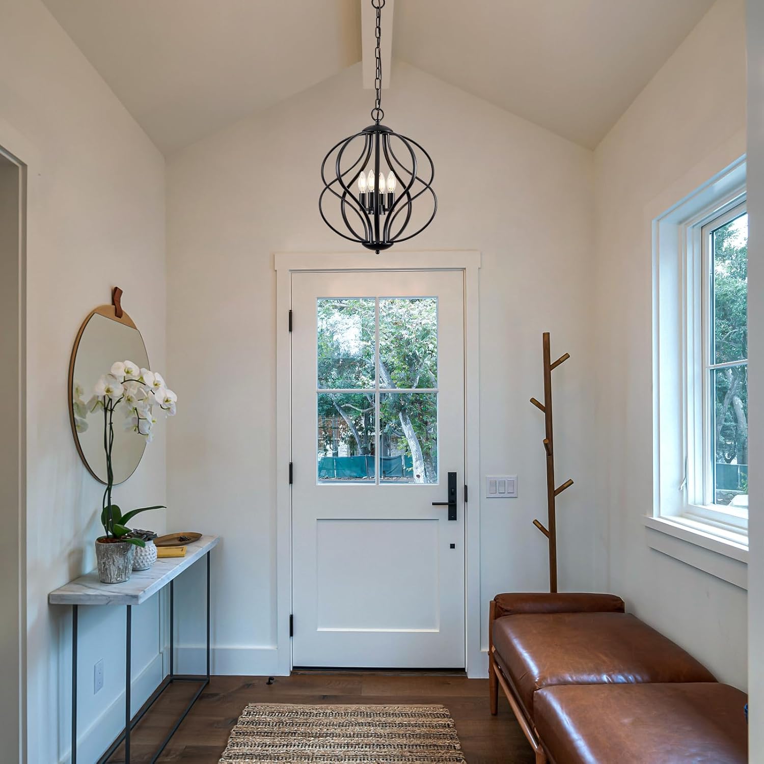 Modern Black Chandelier — 4-Light - View 2