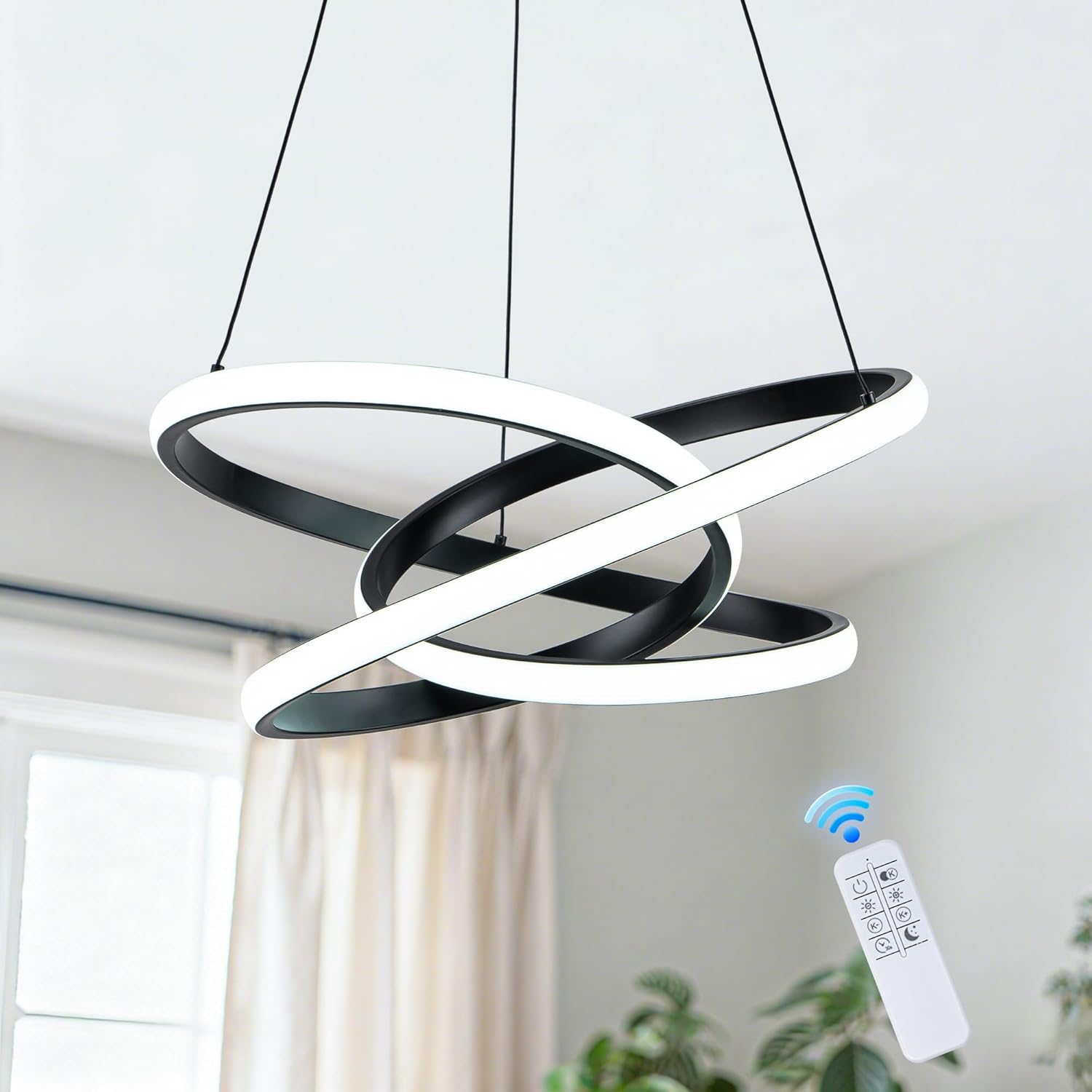 Dimmable Modern Black Chandelier — 7" — Black-1