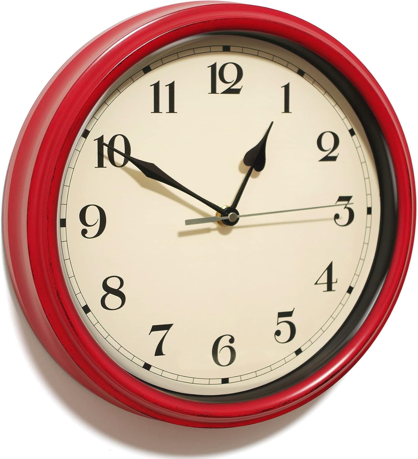Battery Operated Farmhouse Blue Wall Clock — 11" — Dark Red