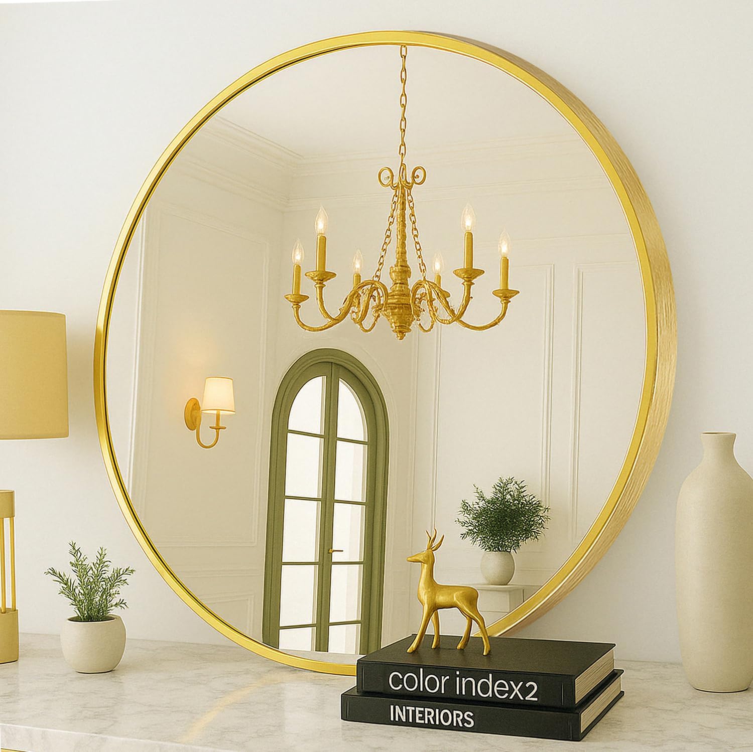 Black Round Mirror — 24" — 24"L x 24"W