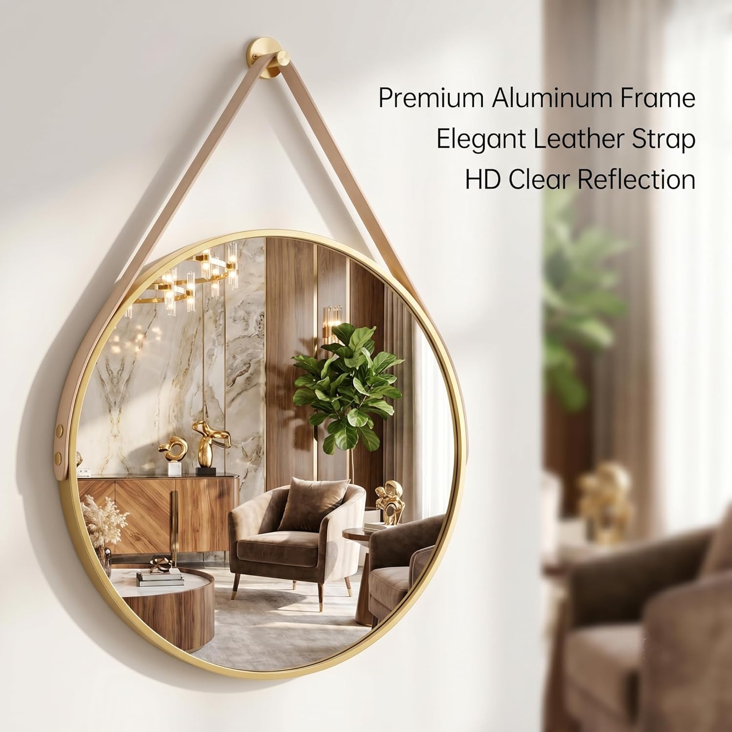 Luxe Black Round Mirror — 20" - View 2