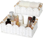 Handwoven Boho White Storage Basket — White-b