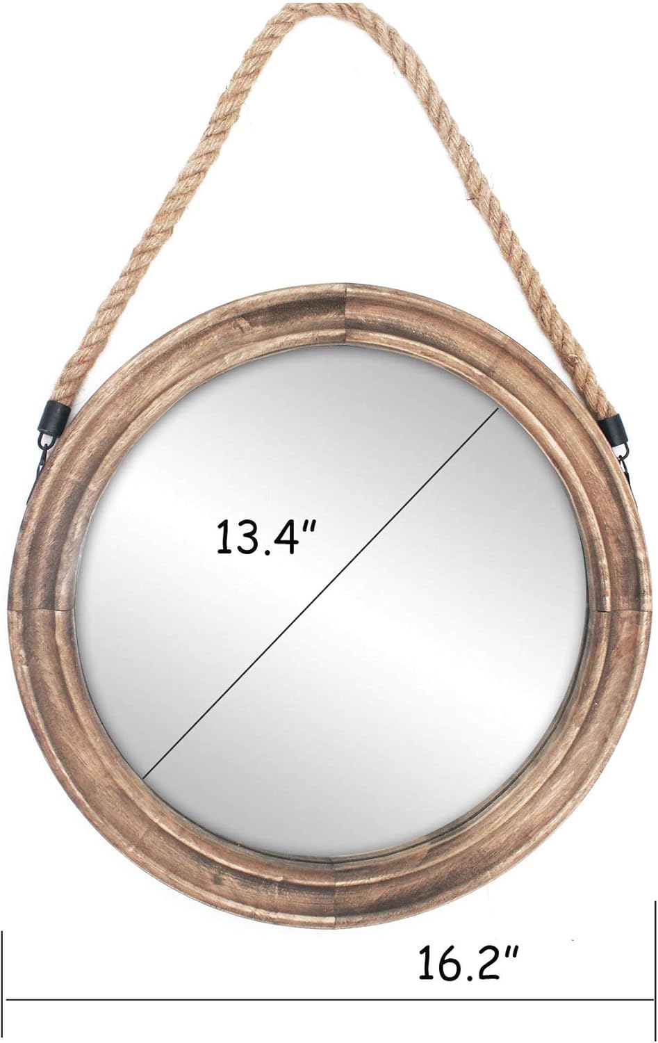 Round Farmhouse Wood Mirror — 16.2" - View 3