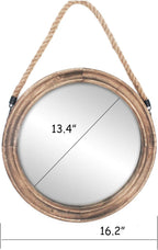 Round Farmhouse Wood Mirror — 16.2" - View 3