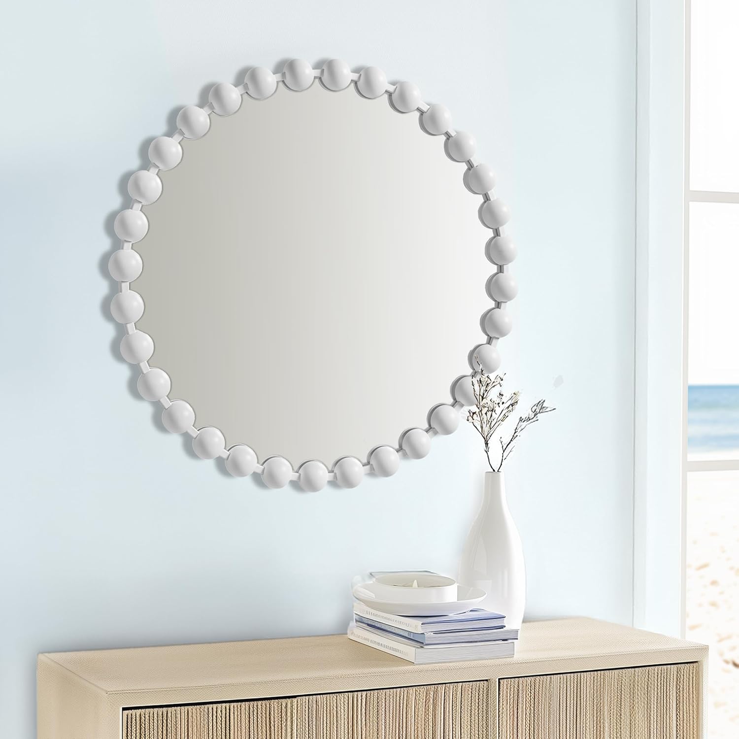 Luxe Black Round Mirror — 36" — 27"L x 27"W