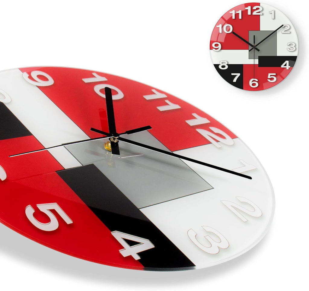 Battery Operated Modern Red Wall Clock — 12" - View 9