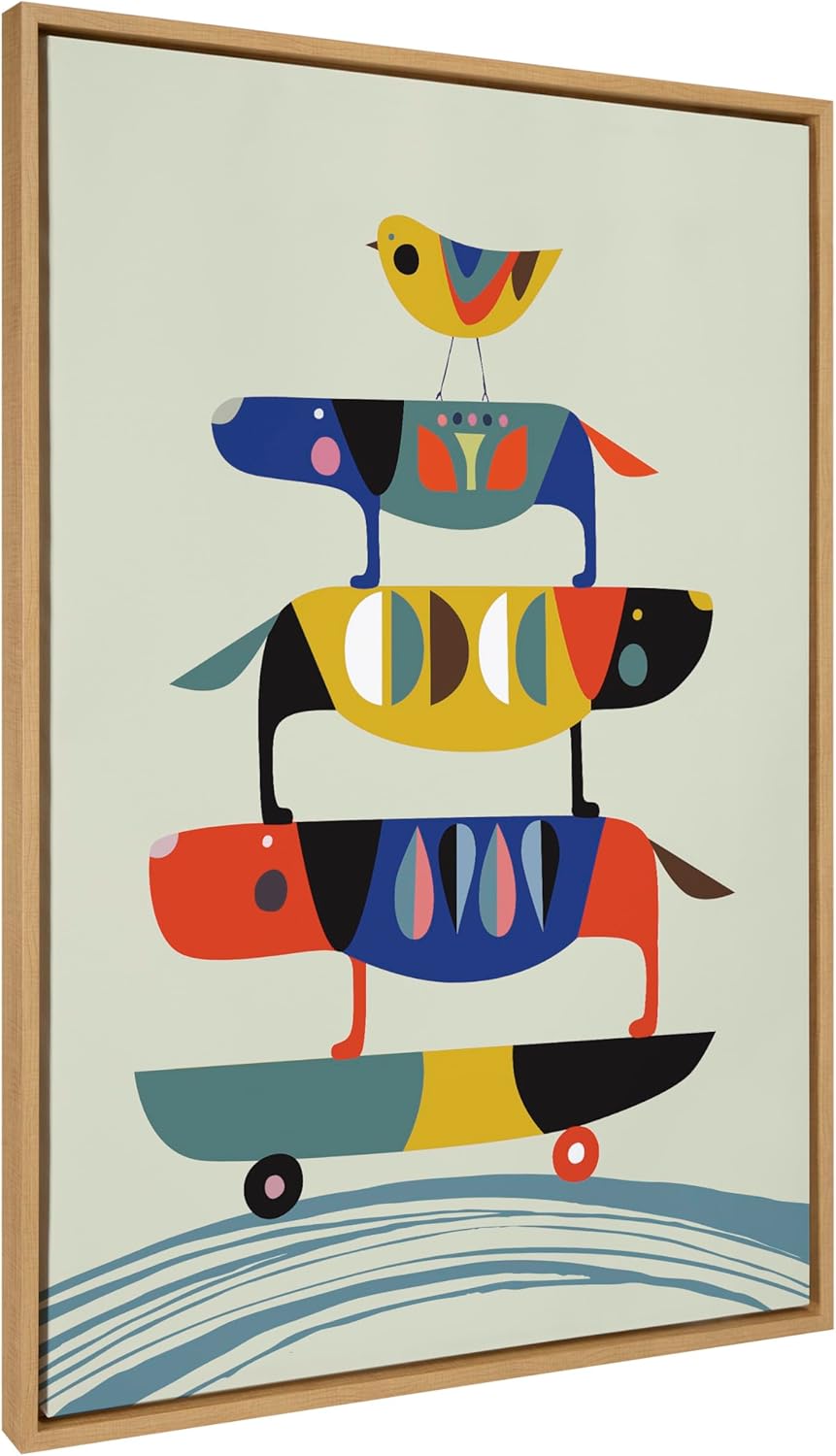 Framed Mid-Century Beige Canvas Wall Art — 41.5" — 41.5"L x 31.5"W