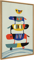 Framed Mid-Century Beige Canvas Wall Art — 41.5" — 41.5"L x 31.5"W