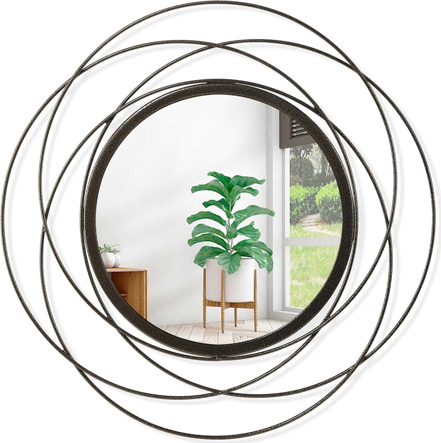 Round Luxe Black Mirror — 16" — 12"L x 12"W