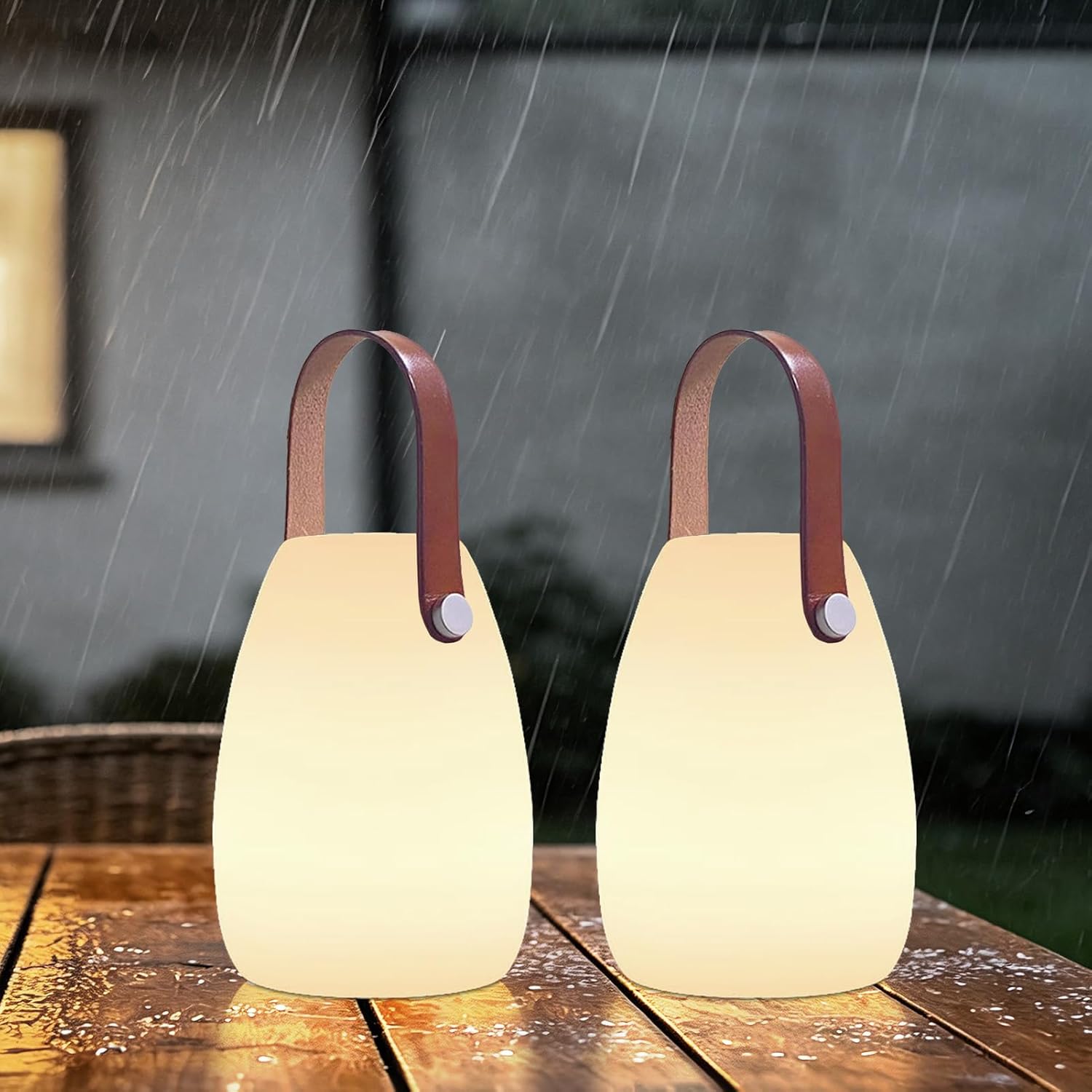 Cordless White Table Lamp — White/S/B-2PK