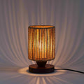 Handwoven Boho Wood Bedside Lamp — 8.6" — Plug-in