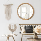 Round Boho Brown Wall Mirror — 24" - View 3