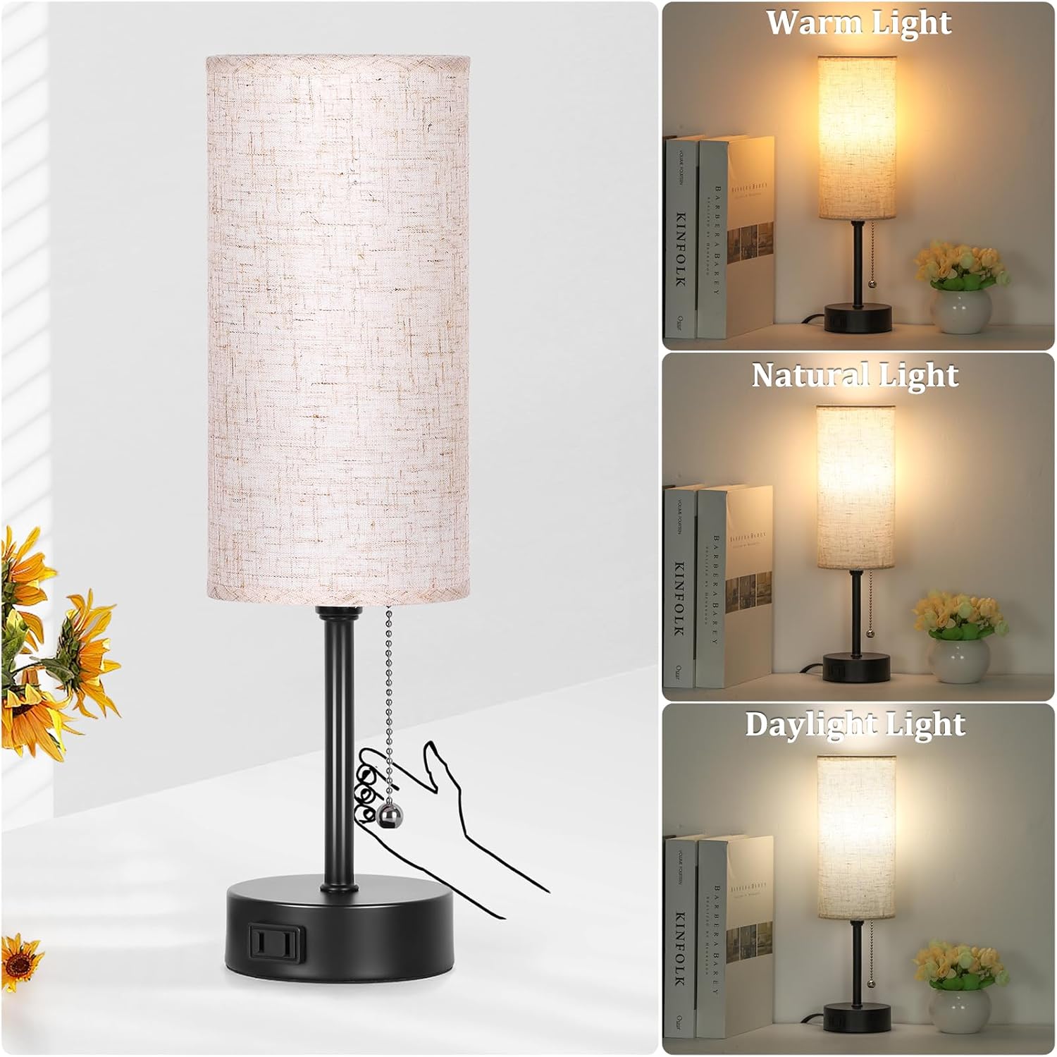 Black Nightstand Lamp - View 2