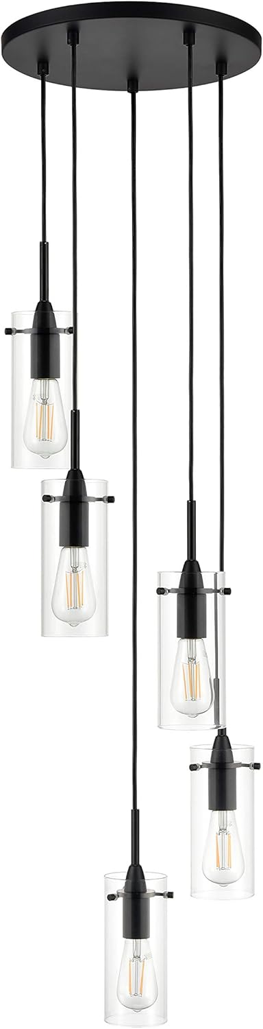 Modern Black Chandelier — 3-Light — Black