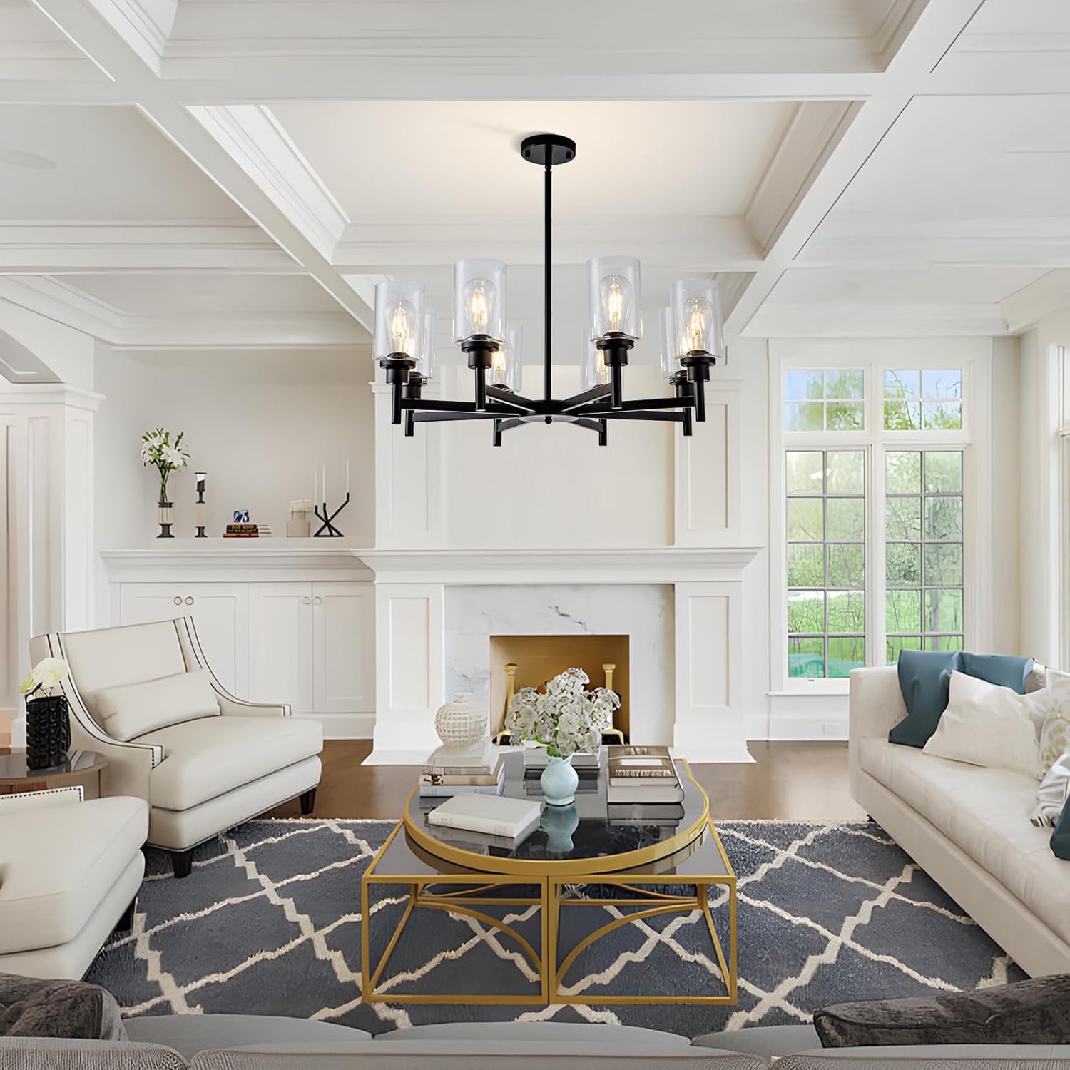 Farmhouse Black Chandelier — 8-Light - View 5