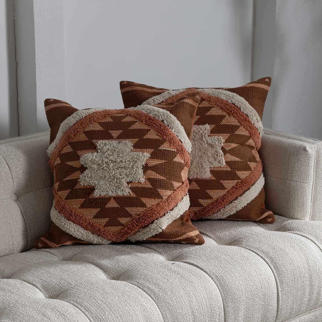 Lumbar Boho Beige Cushion Cover — 20" - View 6